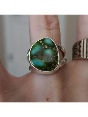 Carico Lake Turquoise Silver Ring Size 5